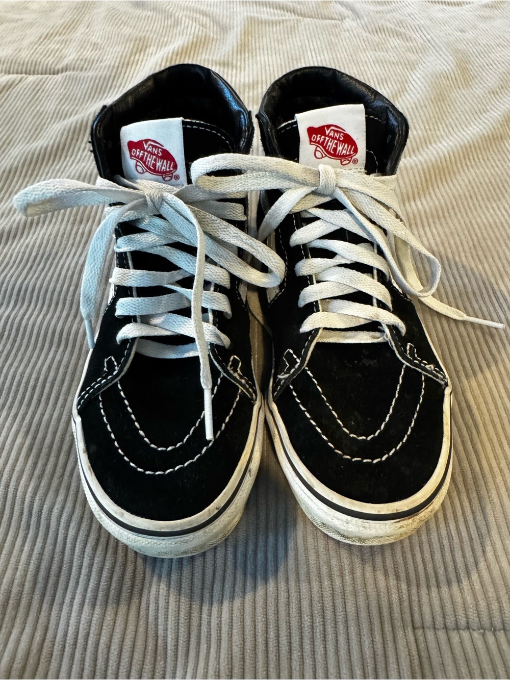 Youth Vans Black and White High-Top Skate Sneakers